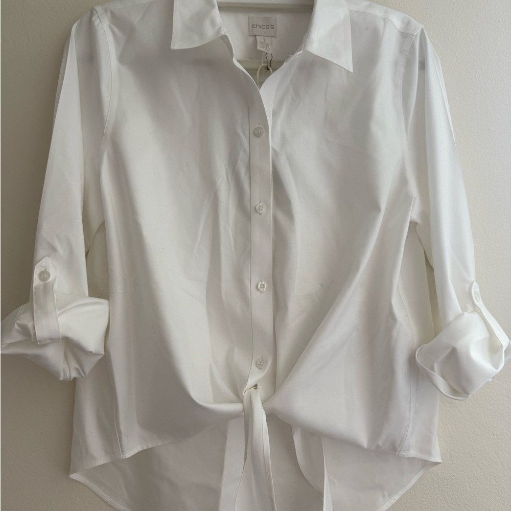 Chico's Effortless Cotton Tie Front Top